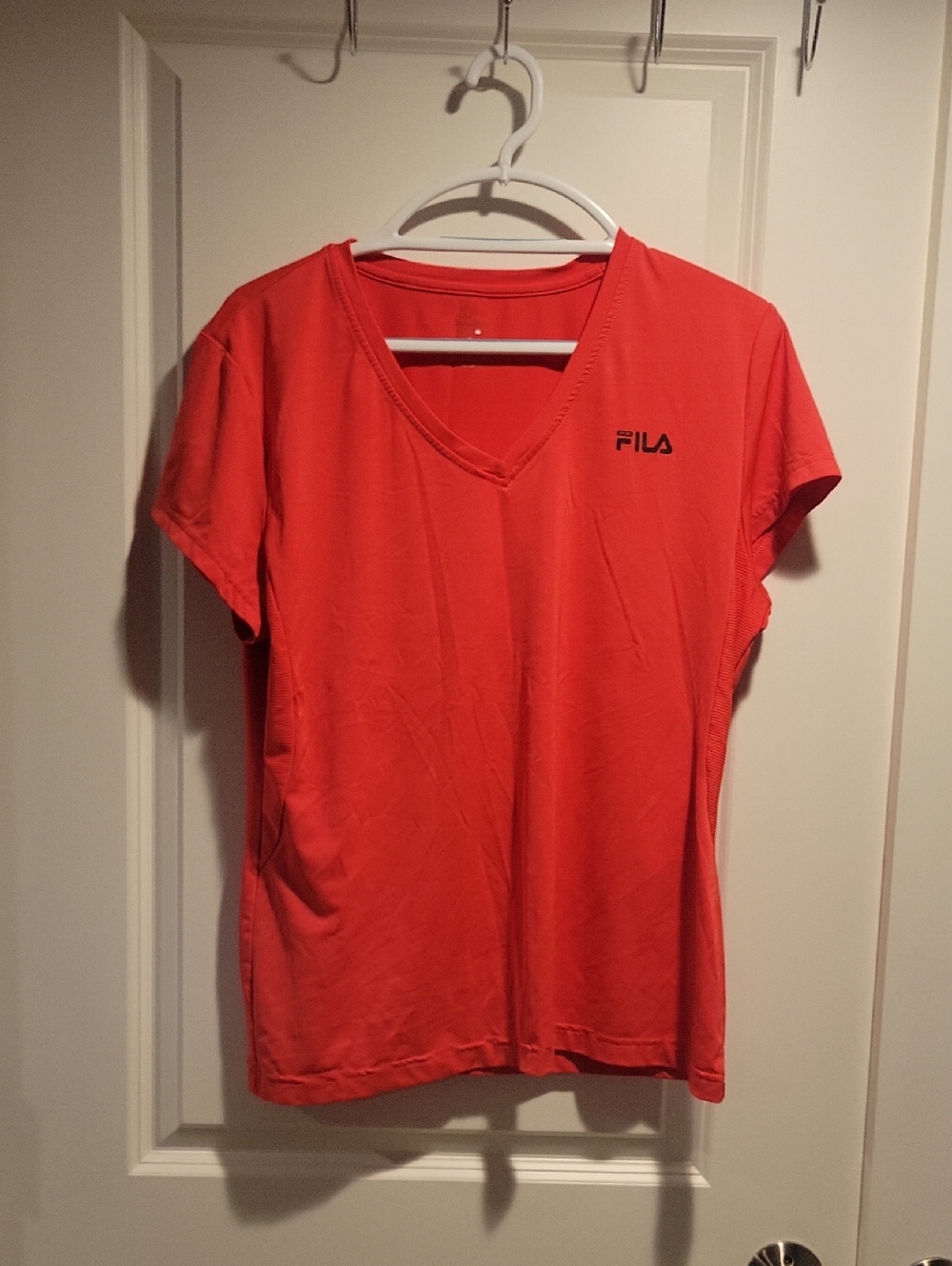 Fila Women's Short Sleeve V-Neck Tee in Red